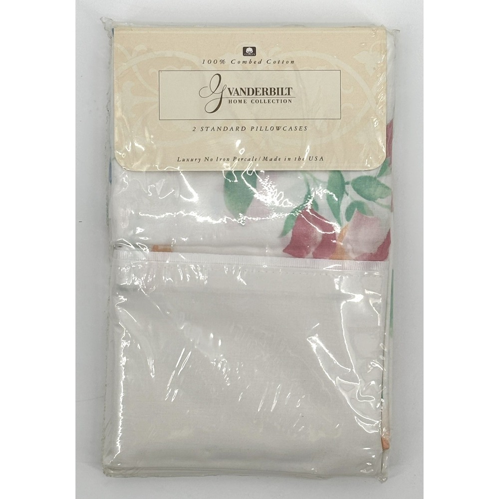 Gloria‎ Vanderbilt Home Collection Standard Pillowcases Set 2 Floral Percale NEW